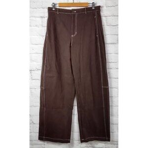 Maeve Anthropologie Barrel Pants Sz 8 Chocolate Cropped Wide-Leg Hipster
